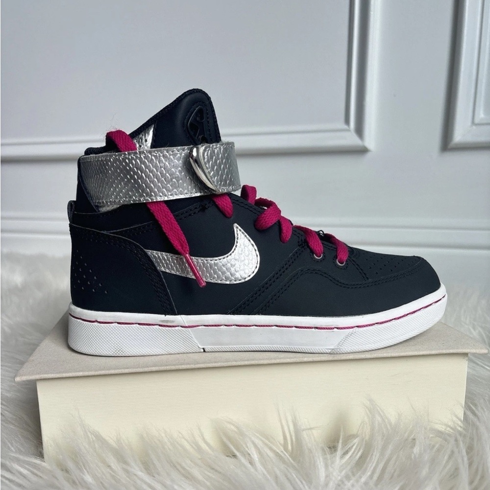Women’s Nike Black Hi Tops -  Court Tranxition Black/Silver - Size 5